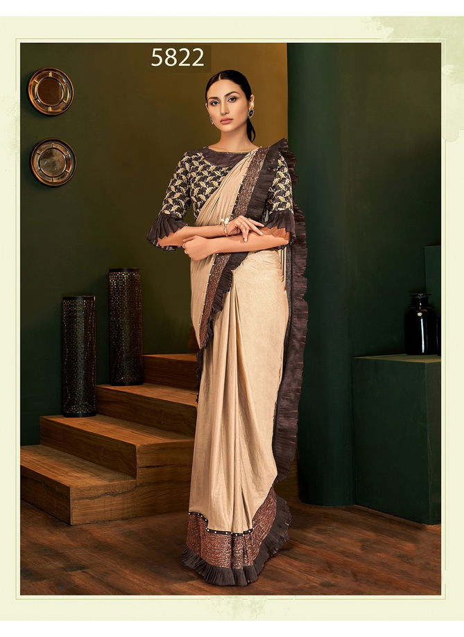 Mohmanthan Carmella Latest Stylish Party Wear Heavy Designer Heavy Handwork Embroidery Lycra Saree Collection 